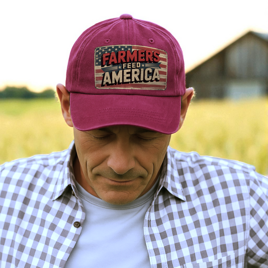 Farmers Feed America ā Vintage Flag Washed Cap