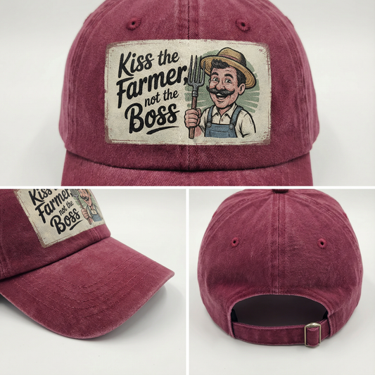 Kiss the Farmer, Not the Boss - Retro Edition Washed Cap