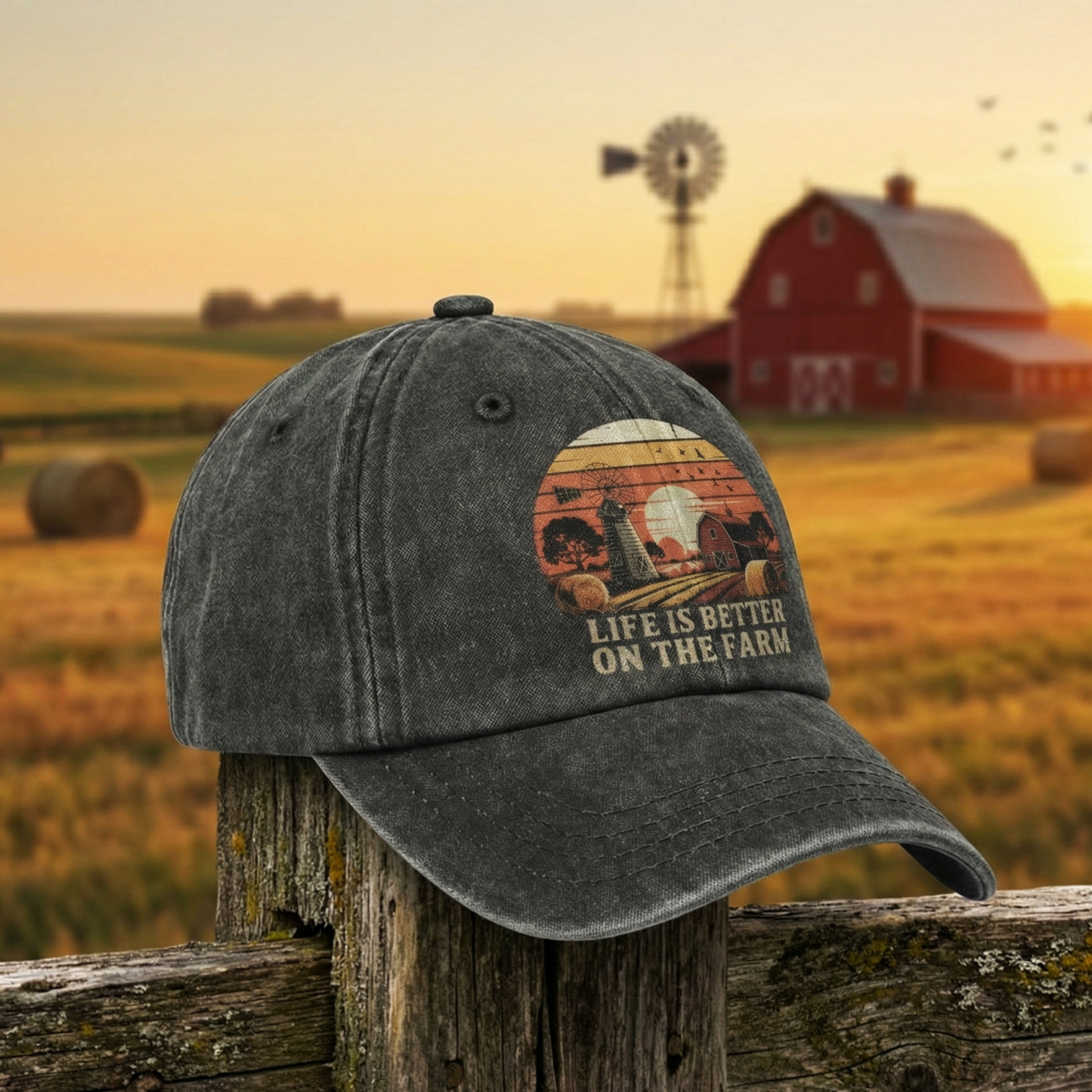 Life Is Better on the Farm – Sunset Americana Washed Cap