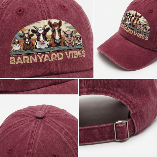 Barnyard Vibes ā Cool Coop Cartoon Washed Cap