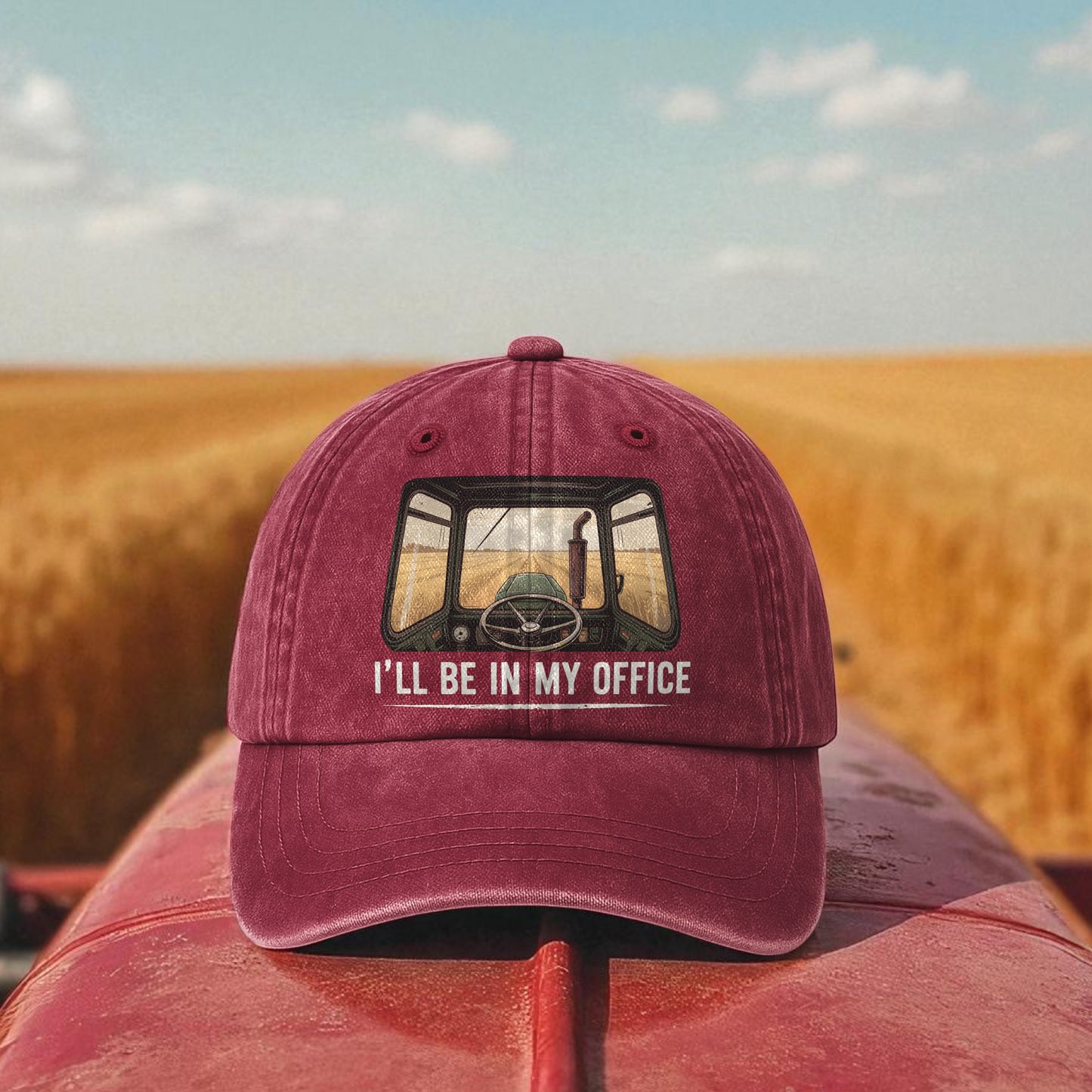 I Will Be In My Office - Vintage Denim Cap Tractor Edition