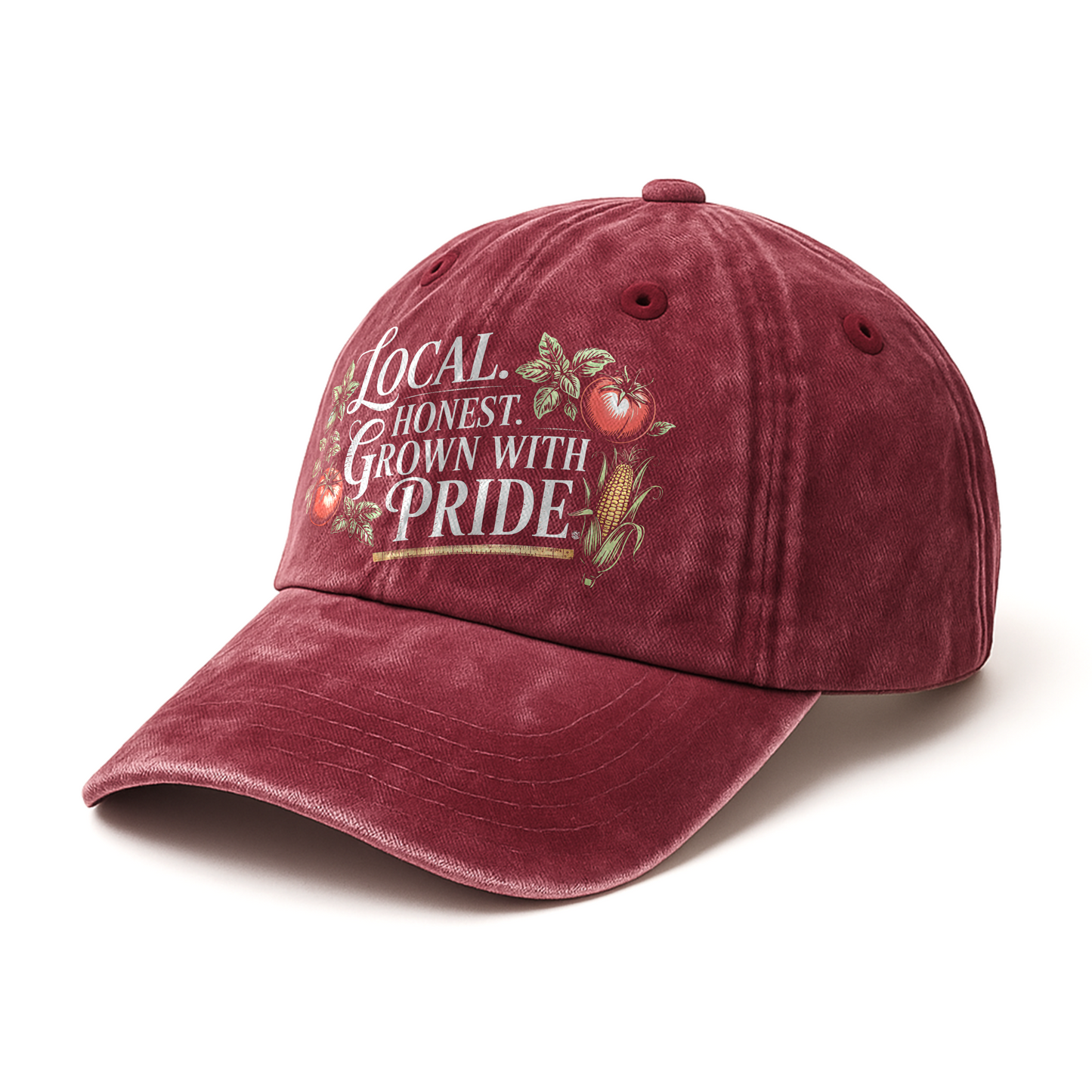 Local. Honest. Grown With Pride – Vintage Chalkboard Illustration Washed Cap