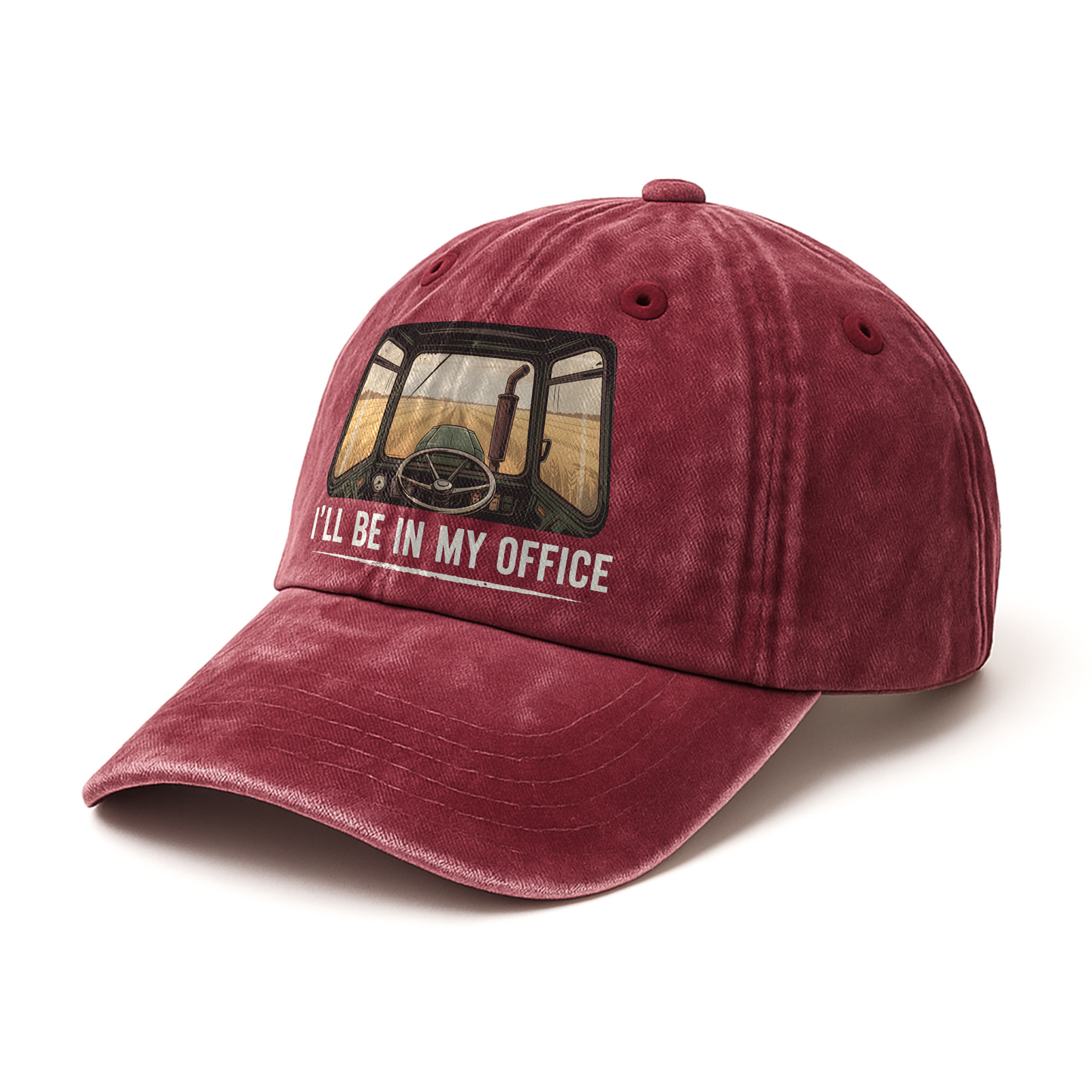 I'll Be in My Office – Tractor View Retro Graphic Washed Cap
