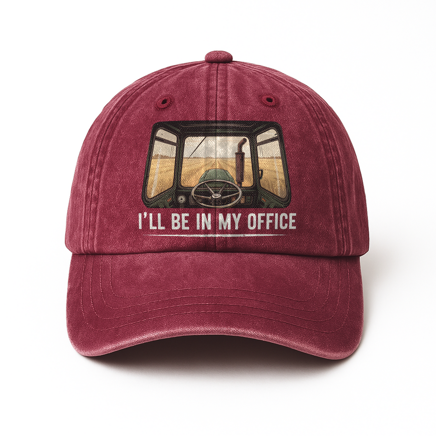 I'll Be in My Office – Tractor View Retro Graphic Washed Cap