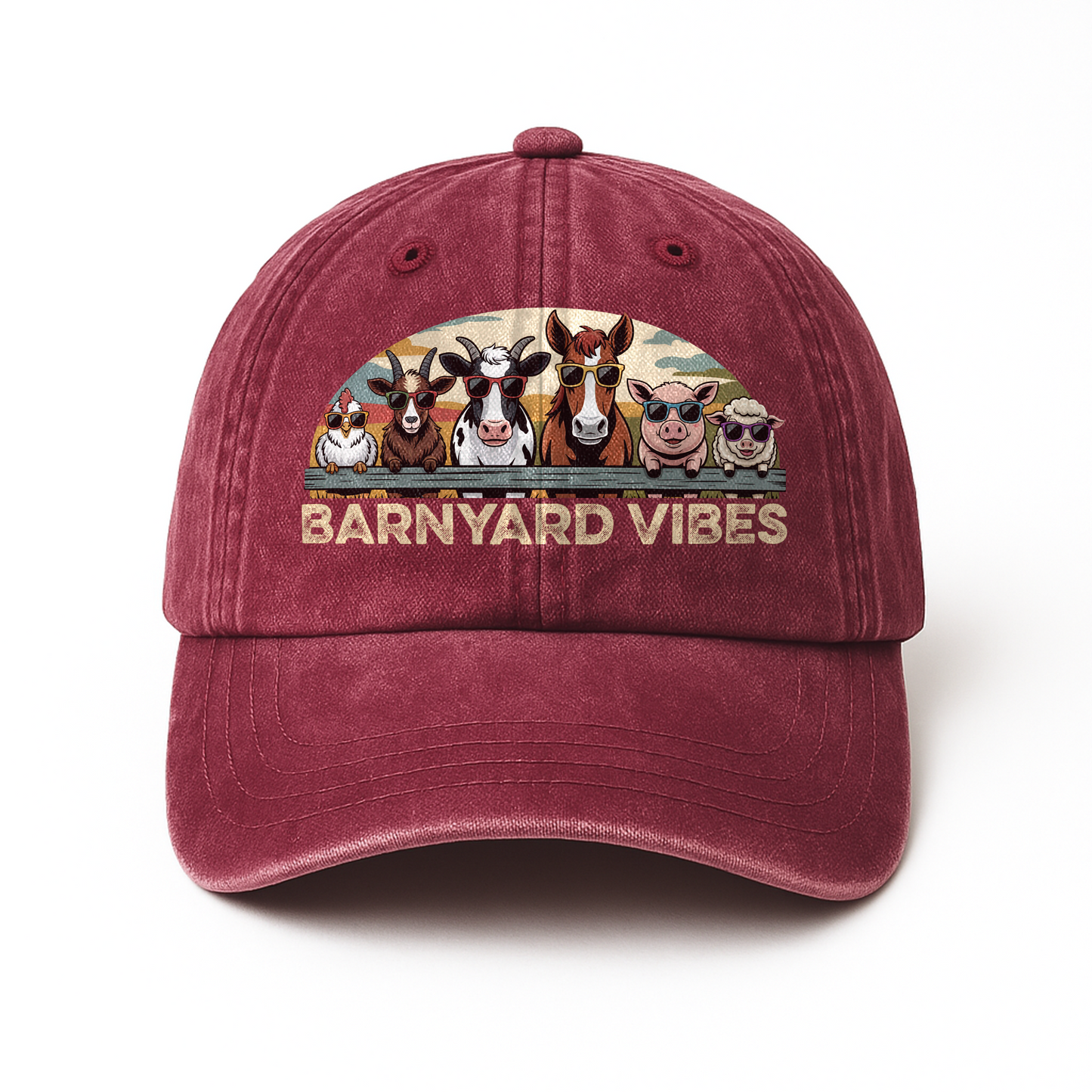 Barnyard Vibes – Cool Coop Cartoon Washed Cap