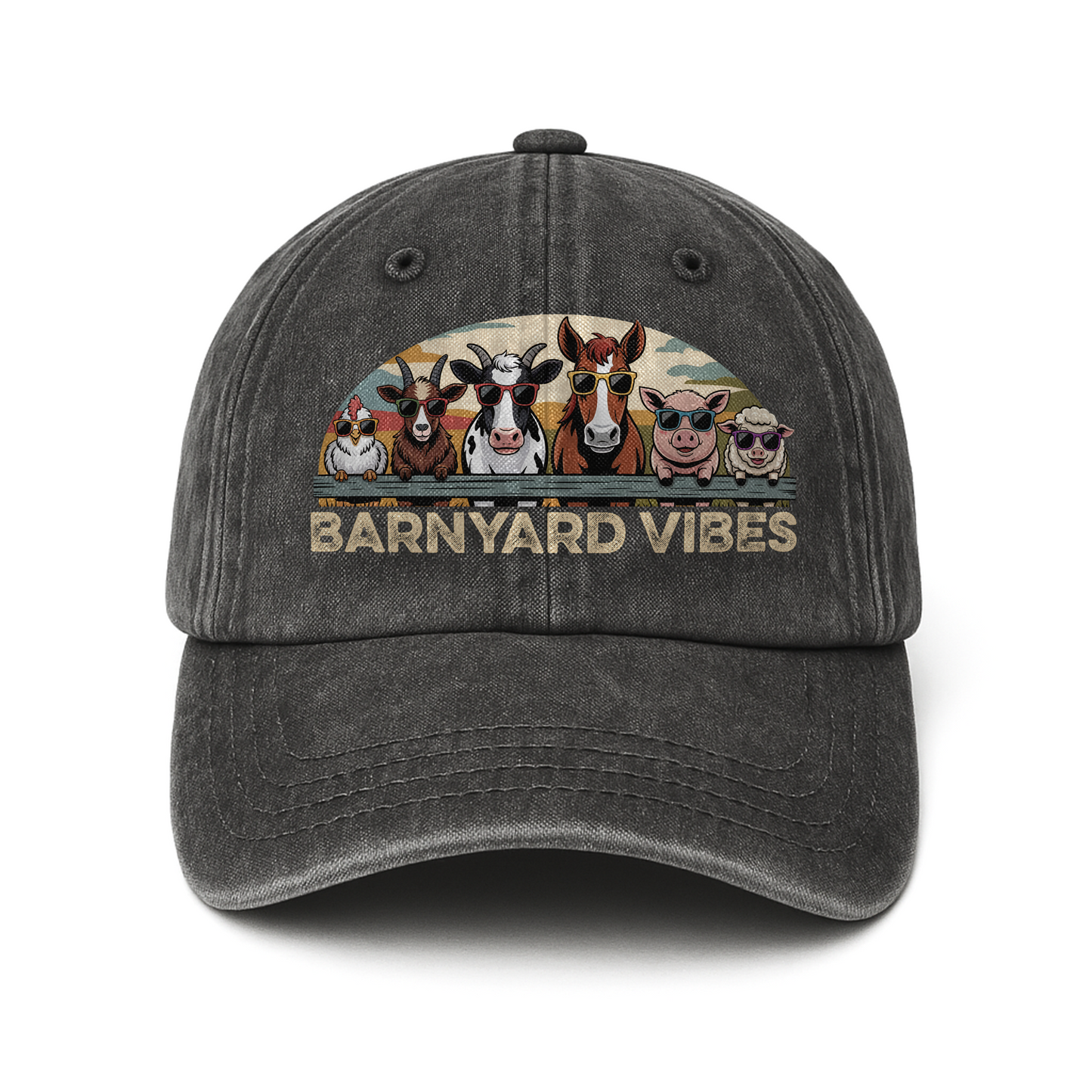 Barnyard Vibes – Cool Coop Cartoon Washed Cap