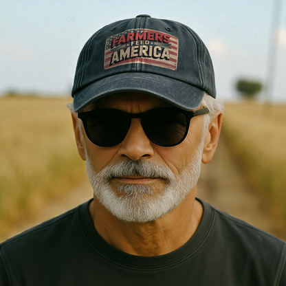 Farmers Feed America – Vintage Flag Washed Cap