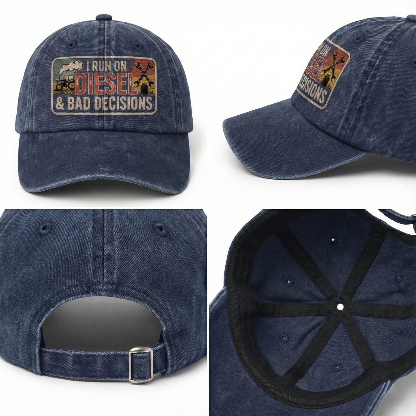 I Run on Diesel & Bad Decisions – Washed Cap Grit Humor Edition