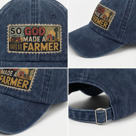 So God Made a Farmer - Vintage Denim Cap American Legacy Edition