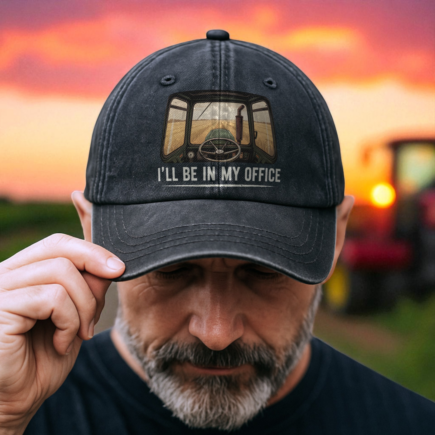 I Will Be In My Office - Vintage Denim Cap Tractor Edition