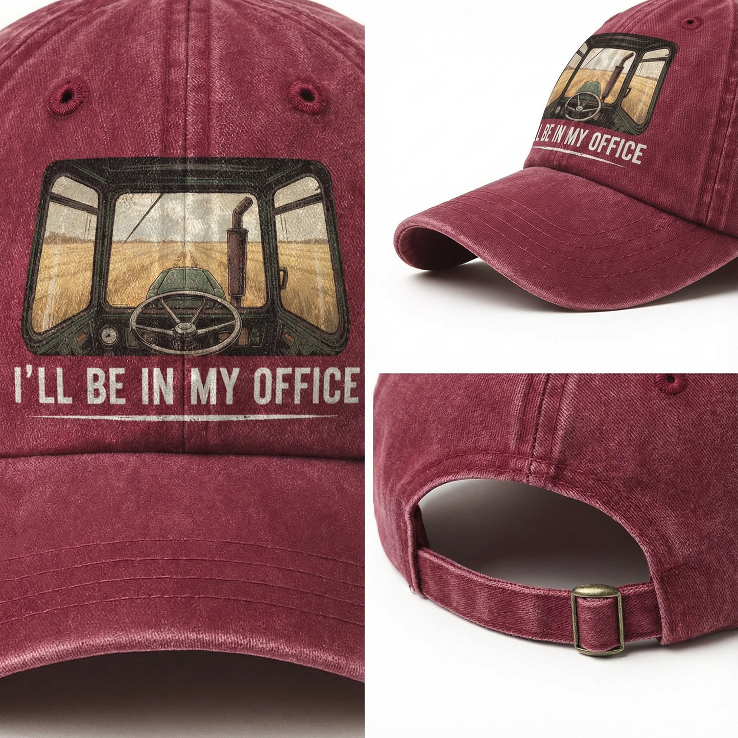 I Will Be In My Office - Vintage Denim Cap Tractor Edition