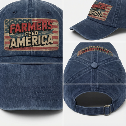 Farmers Feed America – Vintage Flag Washed Cap