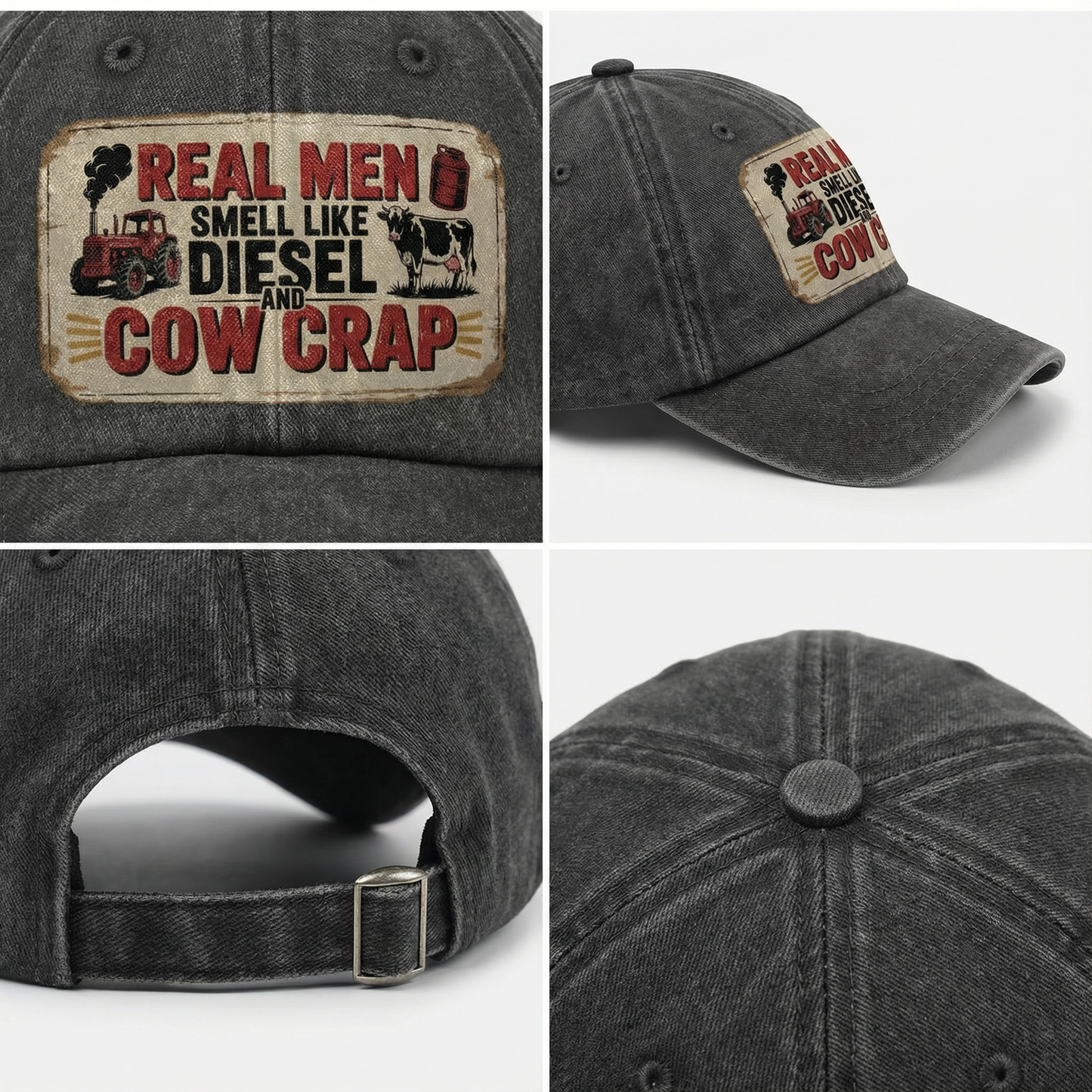 Real Men Smell Like Diesel and Cow Crap - Vintage Distressed Cap