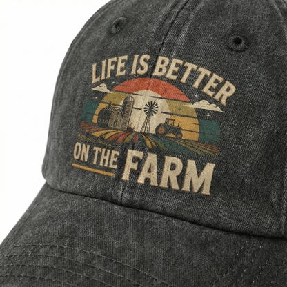 Life Is Better on the Farm – Retro Americana Washed Cap