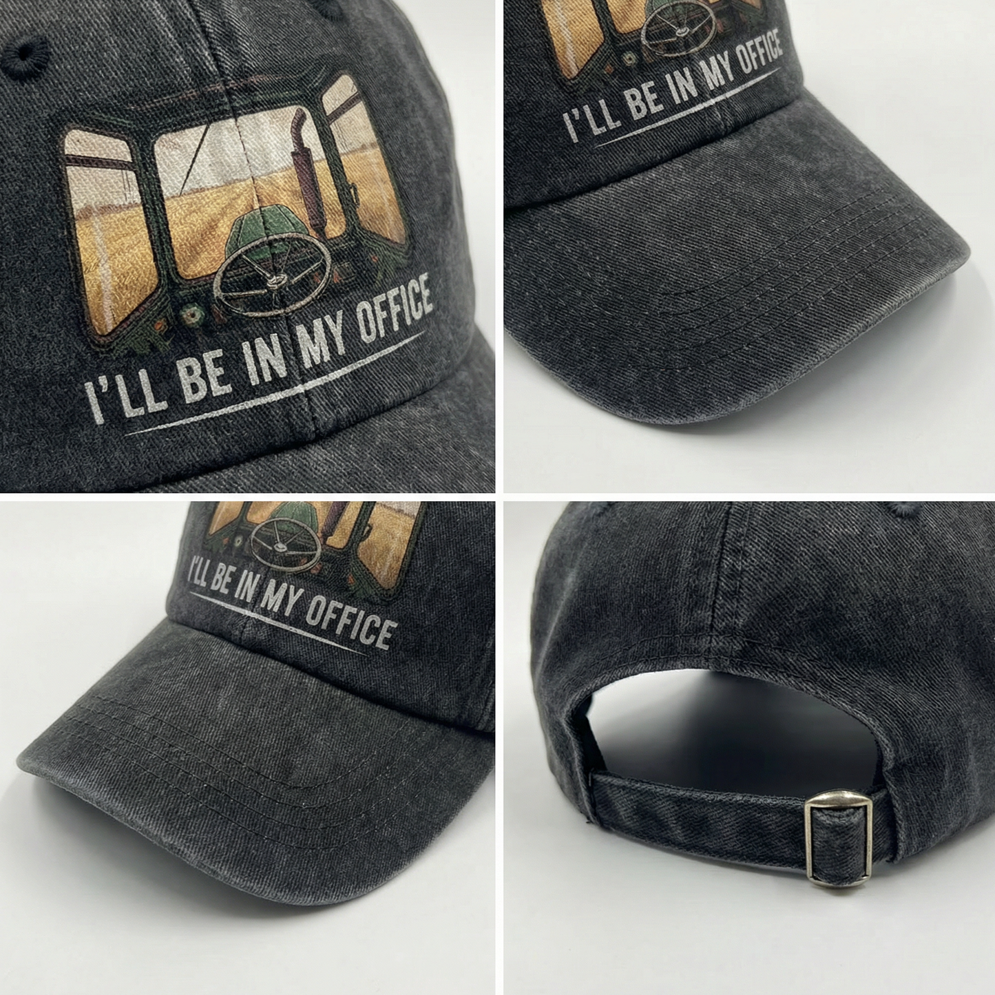 I Will Be In My Office - Vintage Denim Cap Tractor Edition