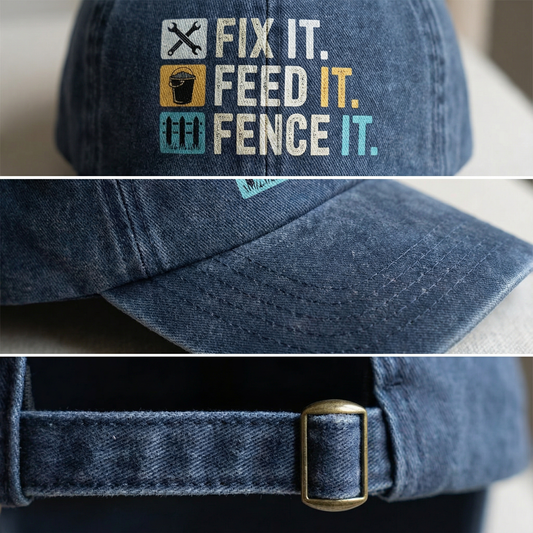Fix It Feed It Fence It – Farm Life Icons Washed Cap