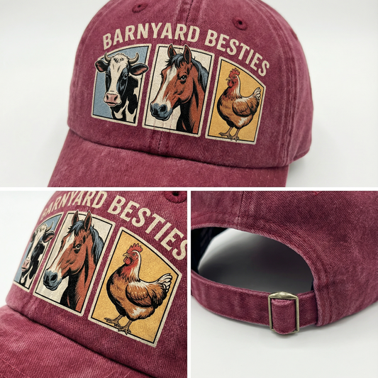 Barnyard Besties – Rustic Trio Washed Cap