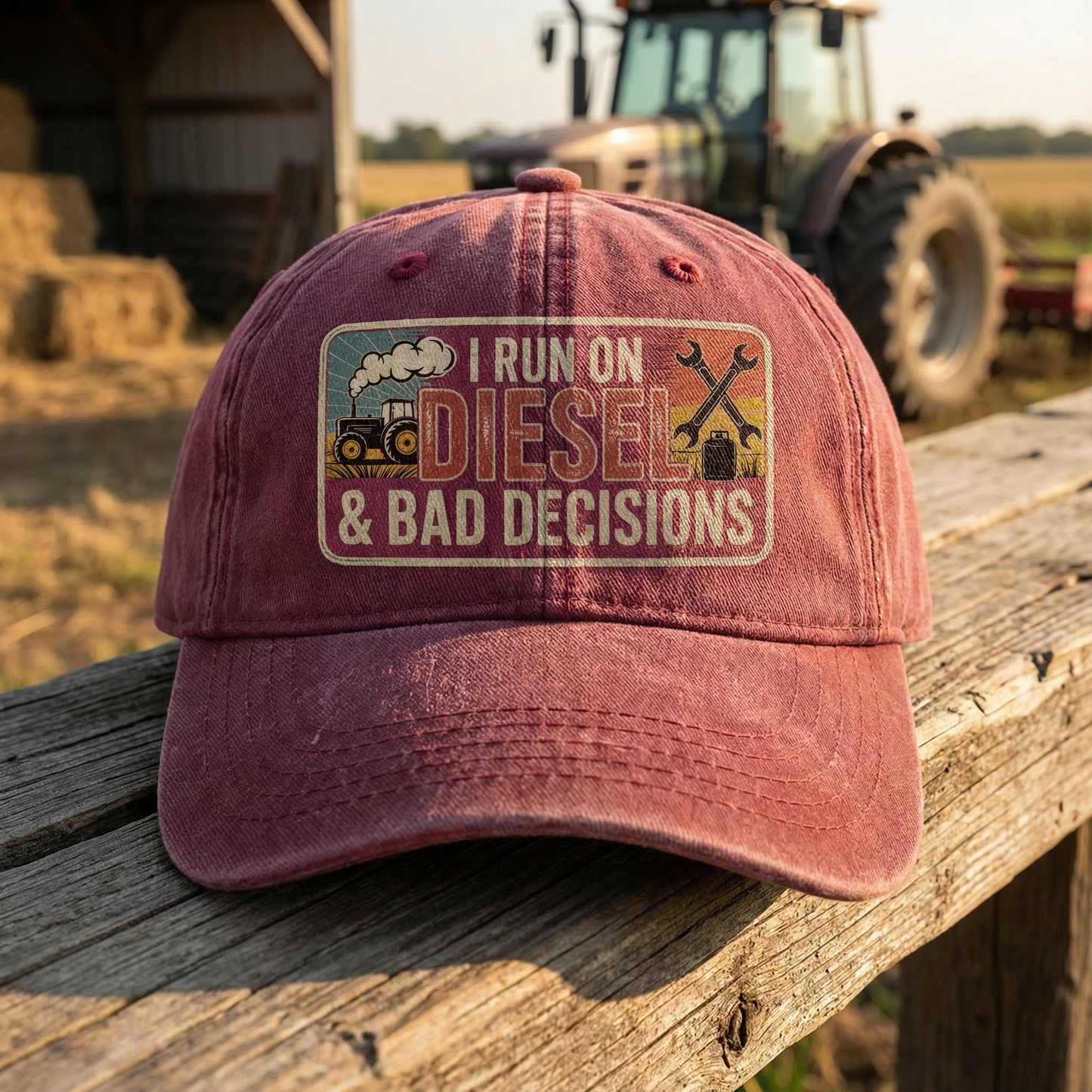 I Run on Diesel & Bad Decisions – Washed Cap Grit Humor Edition