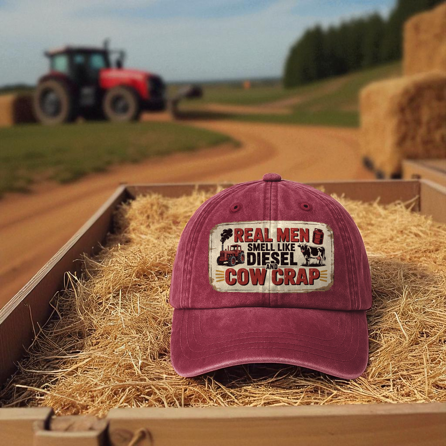 Real Men Smell Like Diesel and Cow Crap – Grit & Humor Washed Cap
