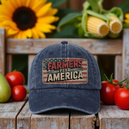 Farmers Feed America – Vintage Flag Washed Cap