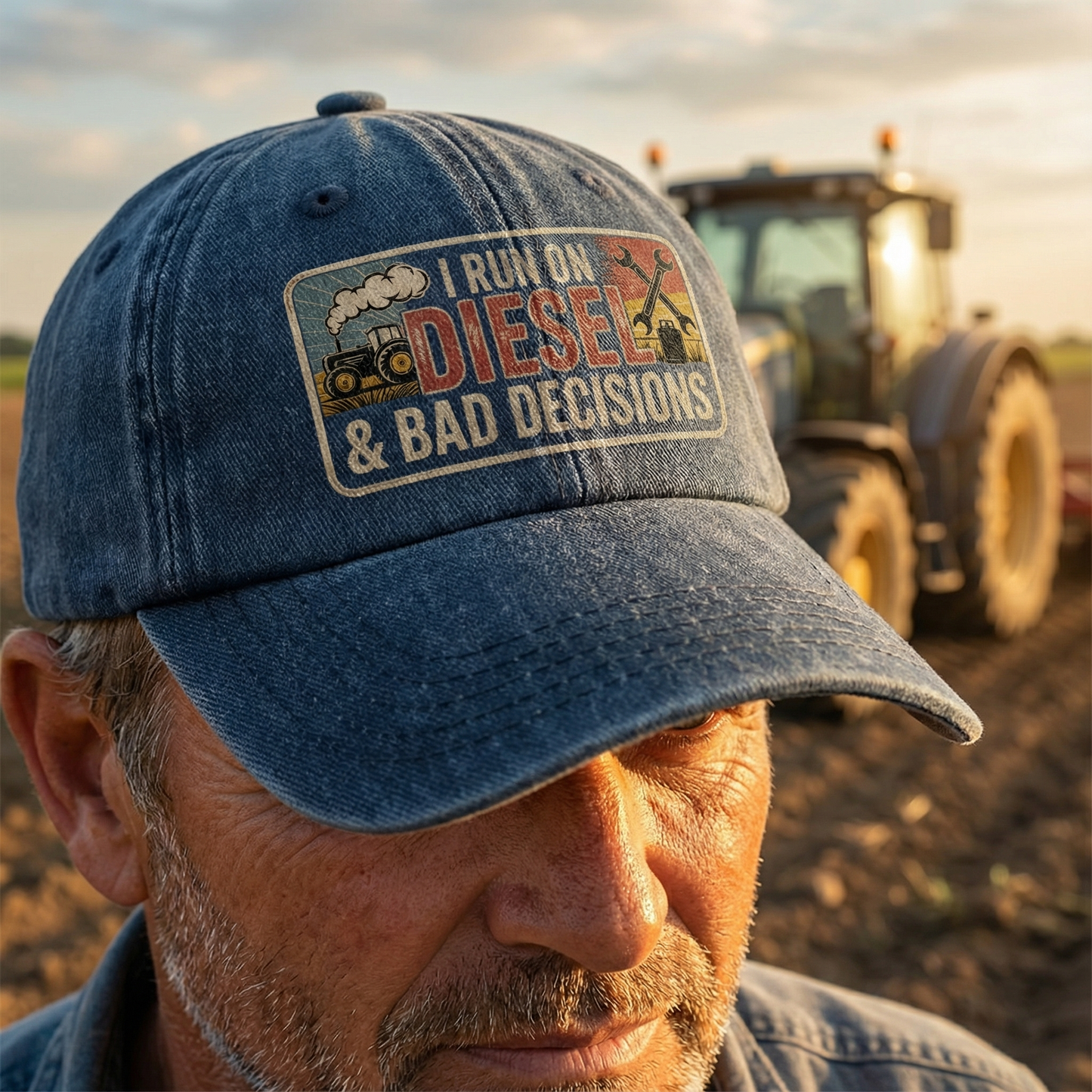 I Run on Diesel & Bad Decisions – Washed Cap Grit Humor Edition