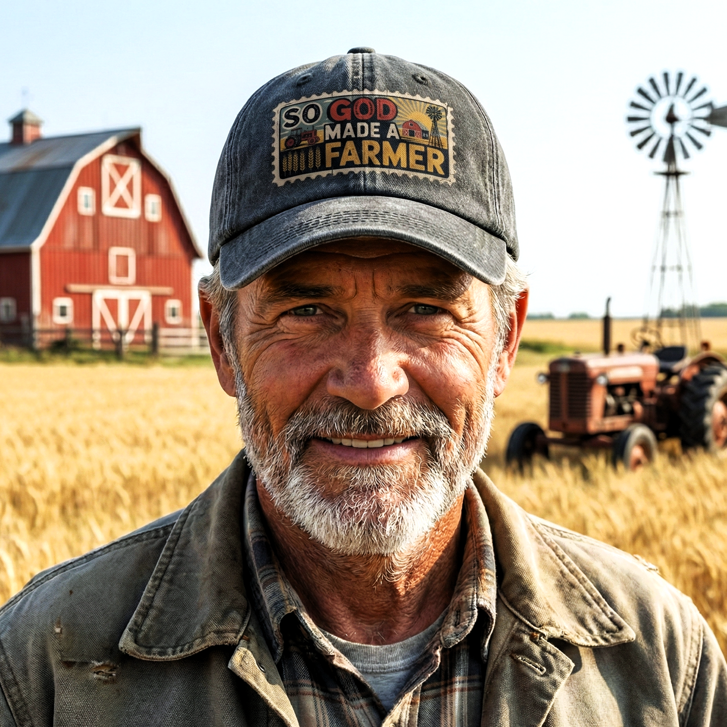 So God Made a Farmer - Vintage Denim Cap American Legacy Edition