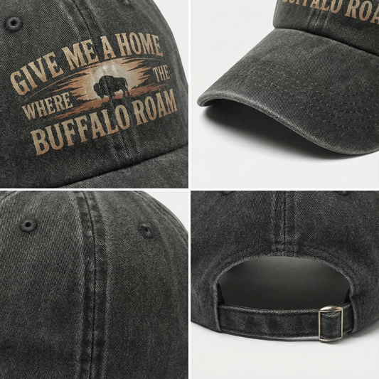 Give Me a Home Where the Buffalo Roam – Prairie Sunset Washed Cap