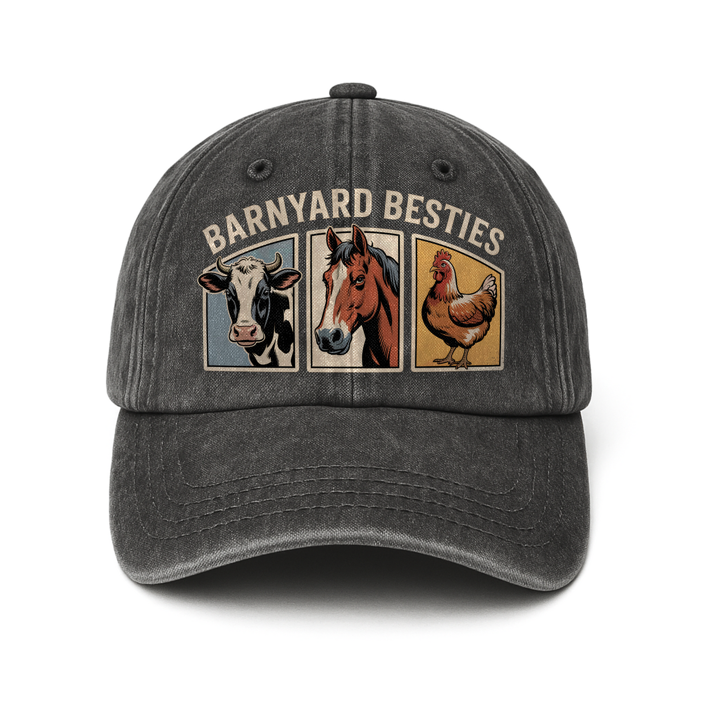 Barnyard Besties – Rustic Trio Washed Cap