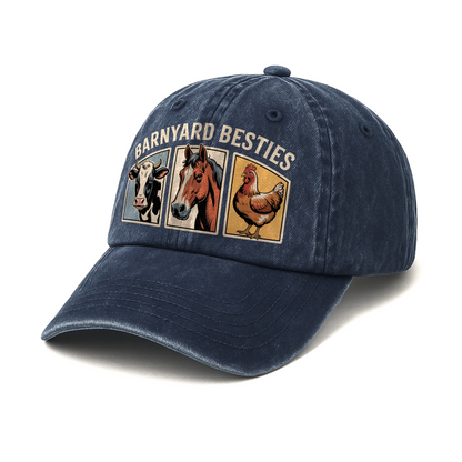 Barnyard Besties – Rustic Trio Washed Cap