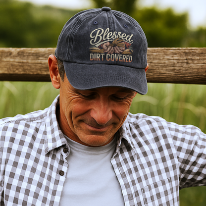 Blessed Dirt Covered – Faith & Soil Washed Cap