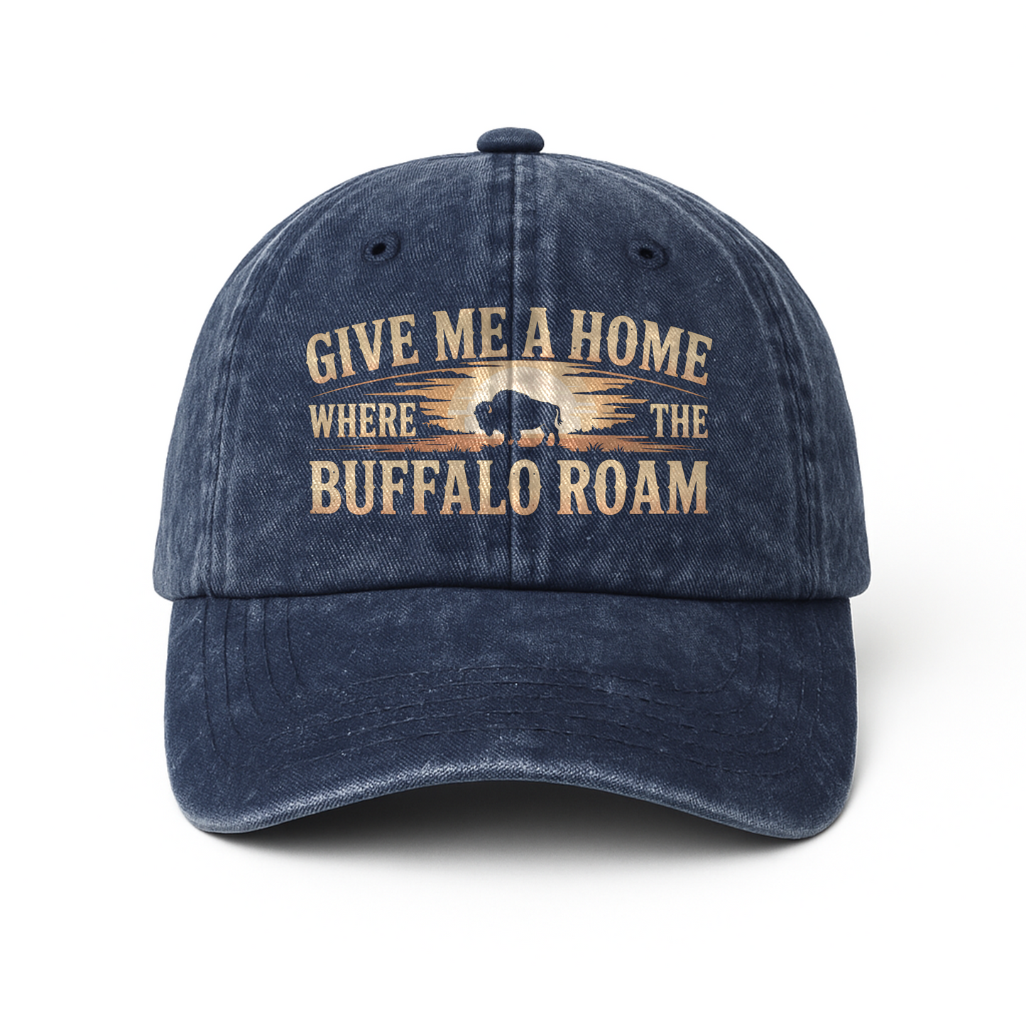 Give Me a Home Where the Buffalo Roam – Prairie Sunset Washed Cap