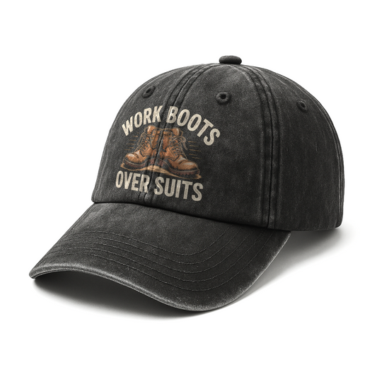 Work Boots Over Suits – Vintage Graphic Washed Cap