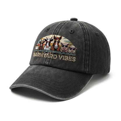 Barnyard Vibes – Cool Coop Cartoon Washed Cap