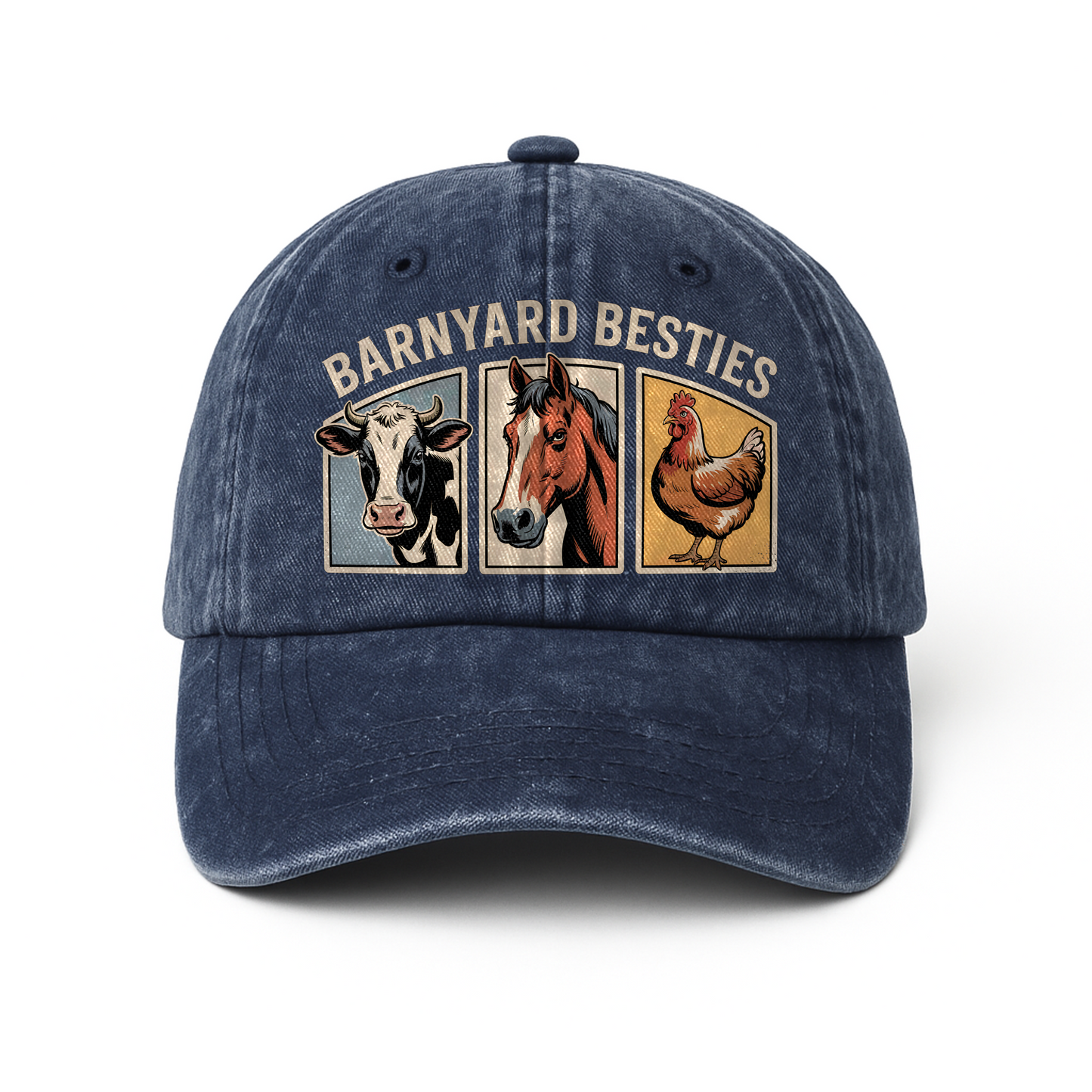 Barnyard Besties – Rustic Trio Washed Cap