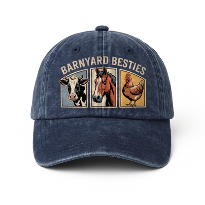 Barnyard Besties – Rustic Trio Washed Cap