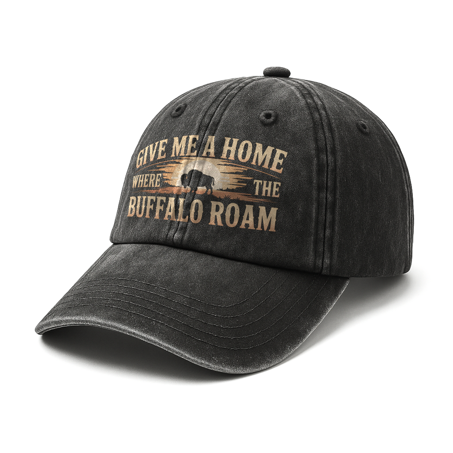 Give Me a Home Where the Buffalo Roam – Prairie Sunset Washed Cap