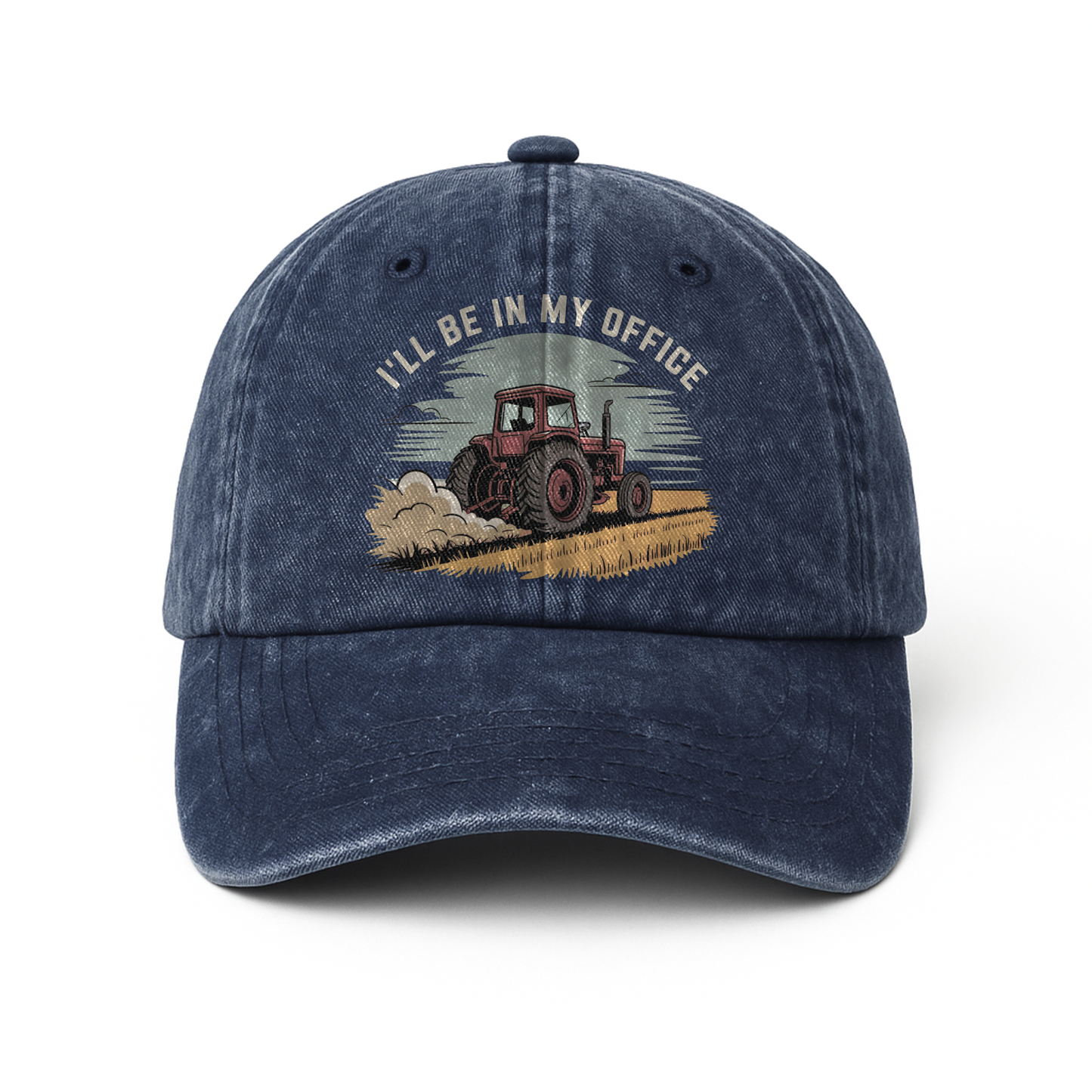 I'll Be in My Office – Minimal Tractor Scene Washed Cap