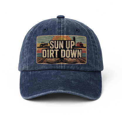 Sun Up Dirt Down – Tractor Sunrise Vintage Cap