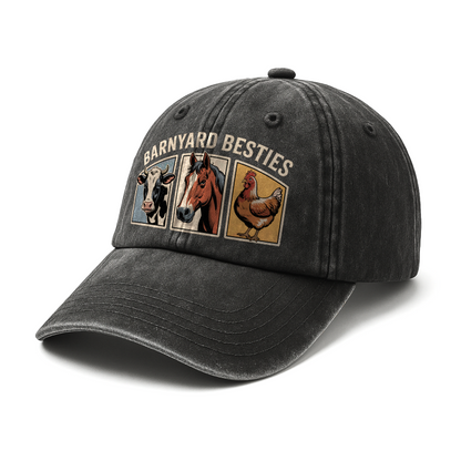 Barnyard Besties – Rustic Trio Washed Cap