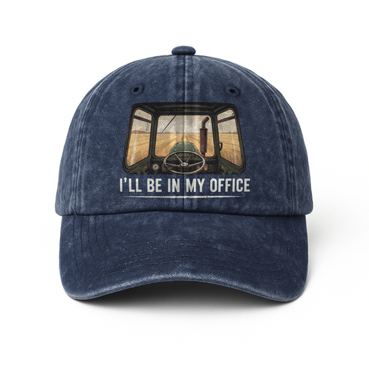 I'll Be in My Office – Tractor View Retro Graphic Washed Cap