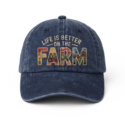 Life Is Better on the Farm – Americana Patch Washed Cap
