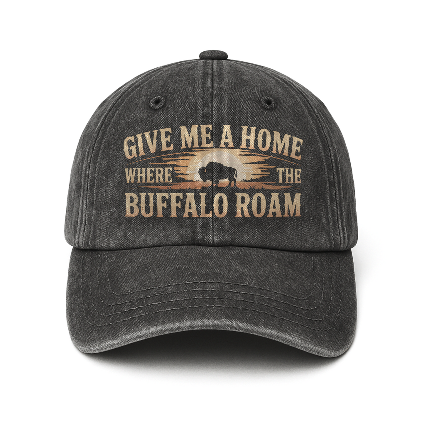 Give Me a Home Where the Buffalo Roam – Prairie Sunset Washed Cap
