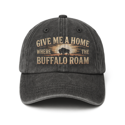 Give Me a Home Where the Buffalo Roam – Prairie Sunset Washed Cap
