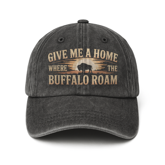 Give Me a Home Where the Buffalo Roam – Prairie Sunset Washed Cap