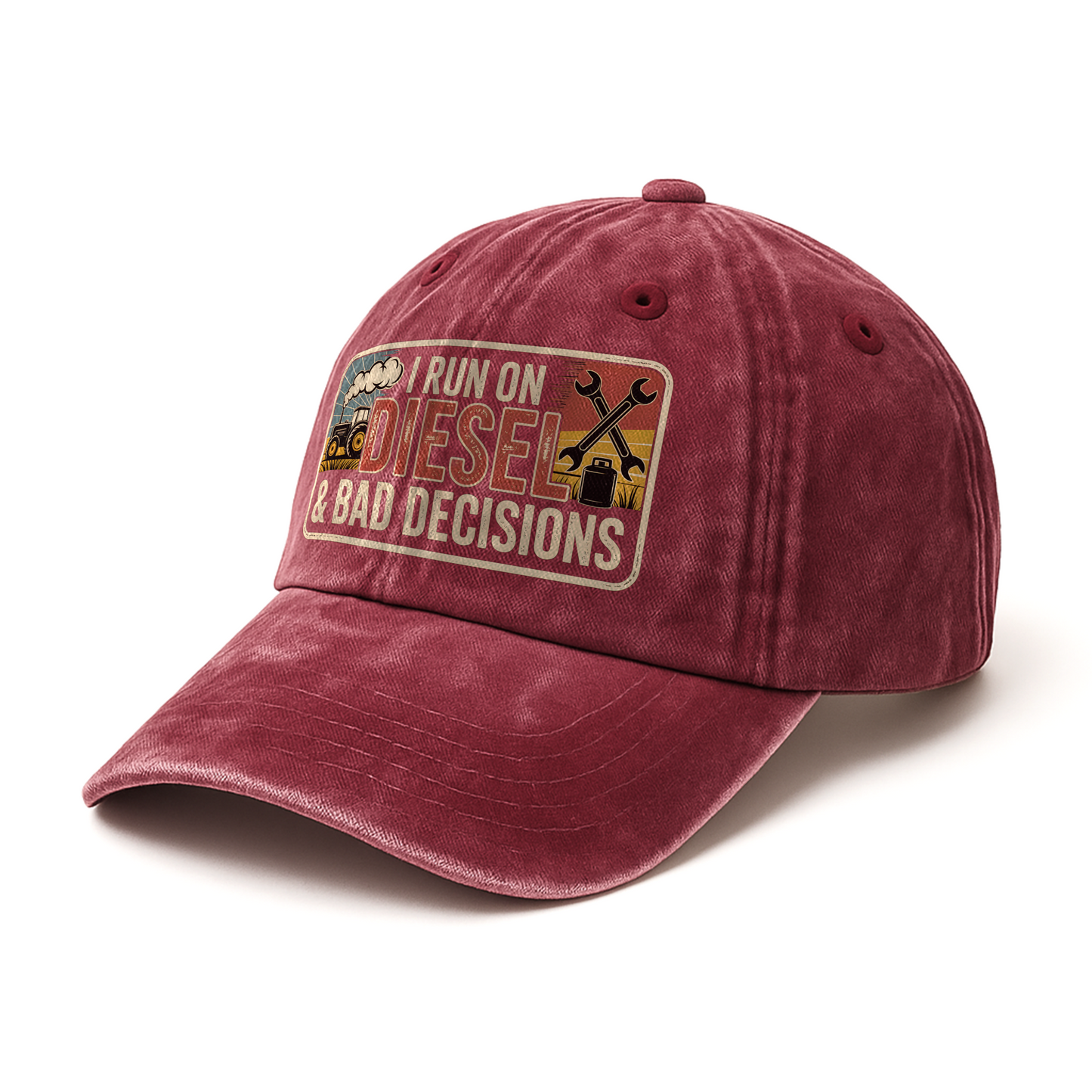 I Run on Diesel & Bad Decisions – Washed Cap Grit Humor Edition