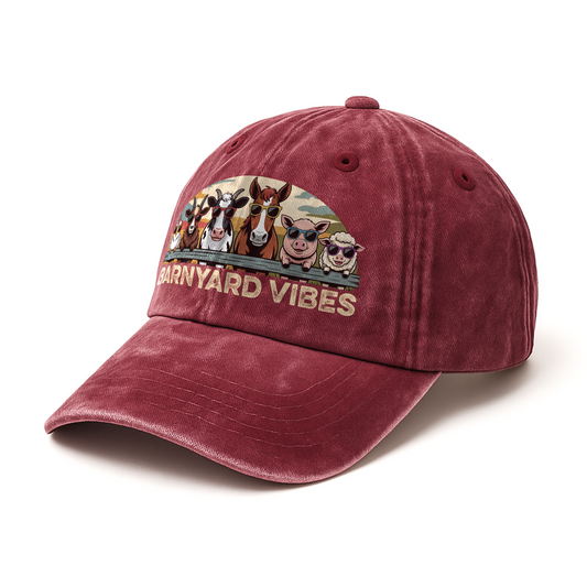 Barnyard Vibes – Cool Coop Cartoon Washed Cap
