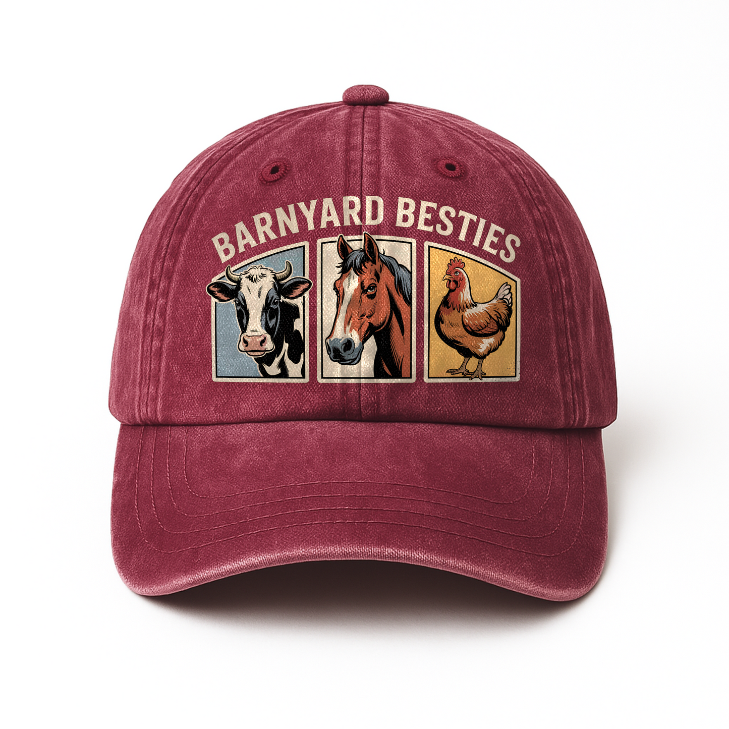 Barnyard Besties – Rustic Trio Washed Cap
