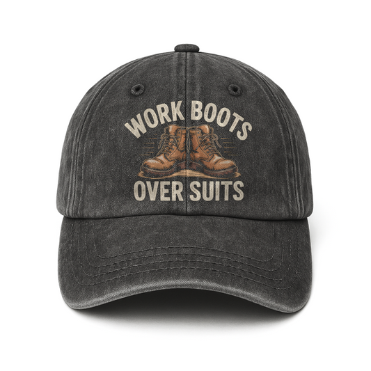 Work Boots Over Suits – Vintage Graphic Washed Cap