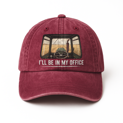 I'll Be in My Office – Tractor View Retro Graphic Washed Cap