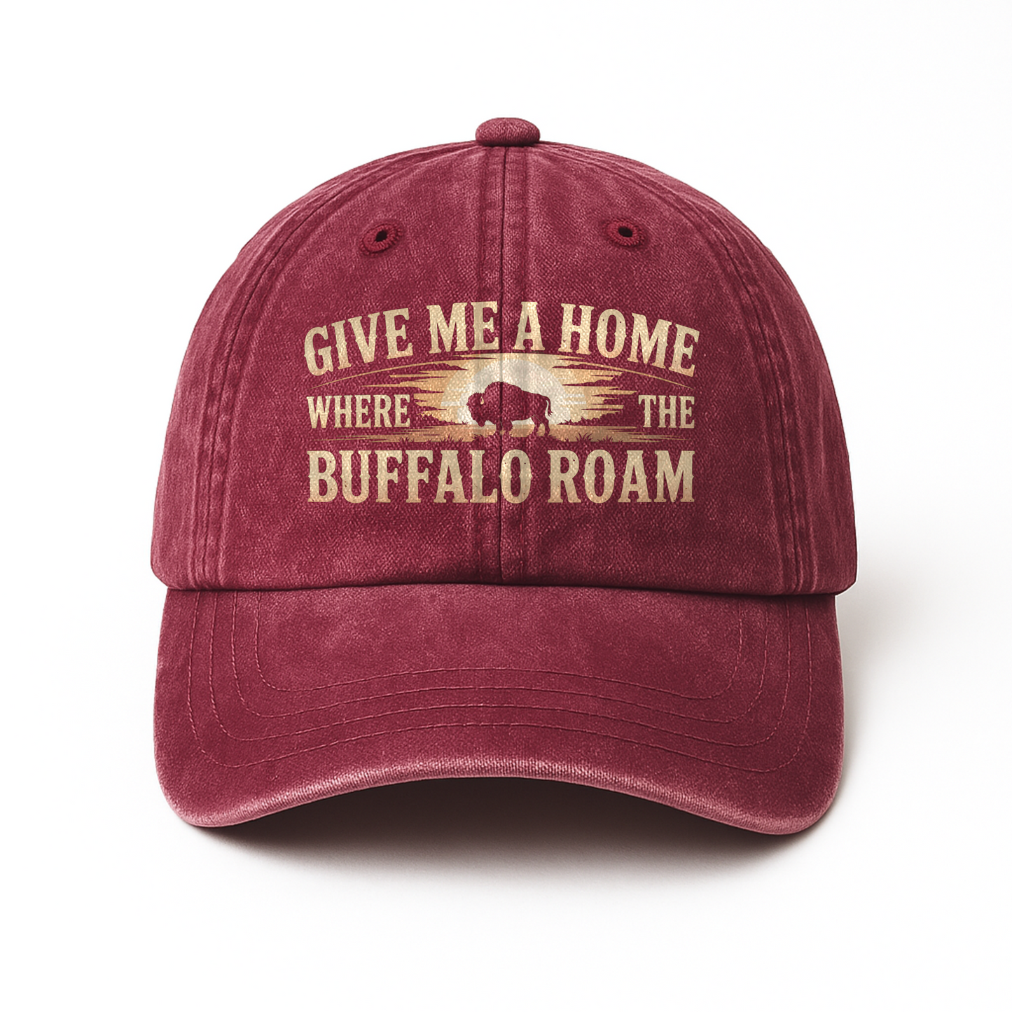 Give Me a Home Where the Buffalo Roam – Prairie Sunset Washed Cap